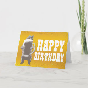 Funny Beer Bear Happy Birthday Cartes