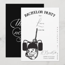 Funny Beer Black and White Bachelor Invitation