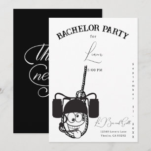 Funny Beer Black and White Bachelor Invitation