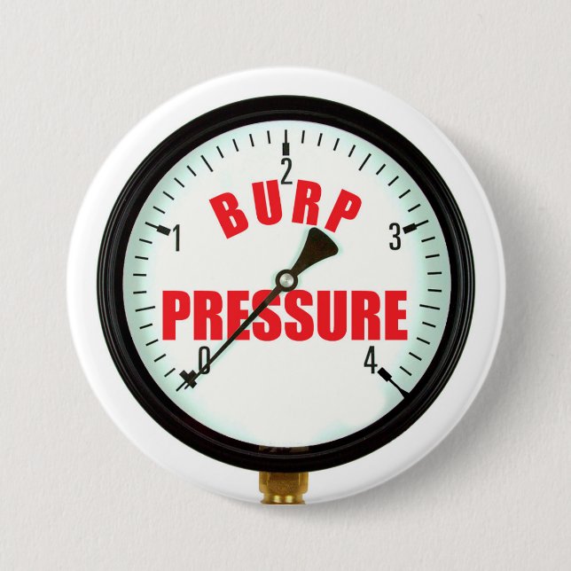 Funny Beer Burp Pressure Gauge Button (Front)