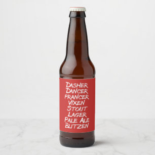 Funny Beer Christmas Holiday Reindeer Names Bottle Label