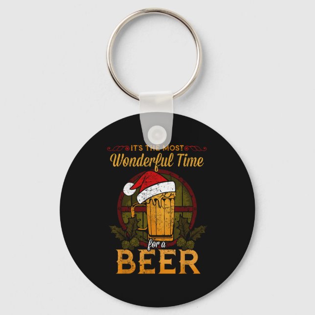 Funny Beer Christmas Shirt Holiday Most Wonderful  Keychain (Front)