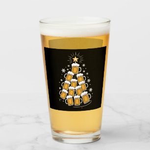 Funny Beer Christmas Tree Holiday Drinking Glass