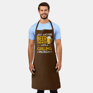 funny beer drinker grilling word art apron