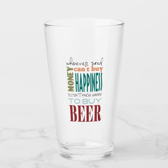 Funny Beer Drinker Humourous Party Time Glass (Front)