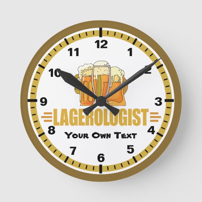 Funny Beer Drinking Brewing Round Clock (Front)
