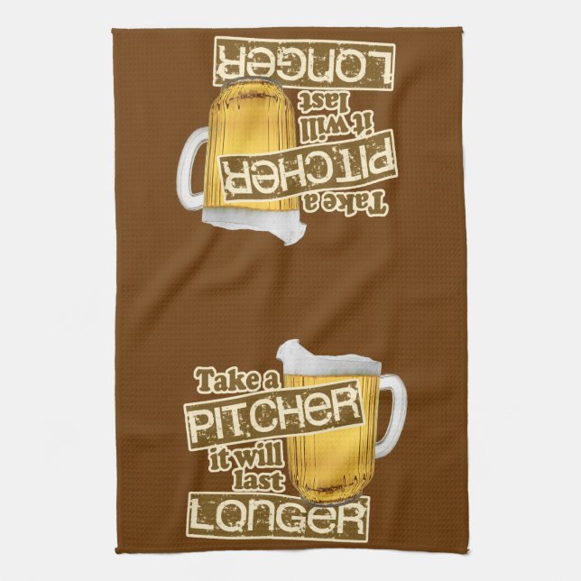 Funny Beer Drinking Humour Kitchen Towel (Vertical)