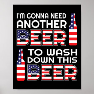 Funny Beer Drinking Usa Flag 4th Of July Poster