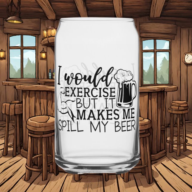 Funny beer exercise word art can glass (Creator Uploaded)