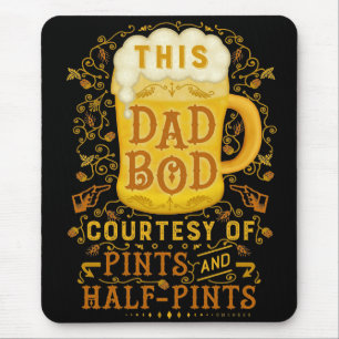 Funny Beer Fathers Dad Bod Humourous Antique Mug Mouse Pad