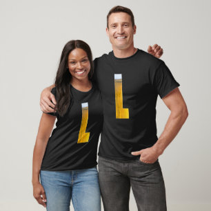 Funny Beer Foam Head Monogram Initial Letter L T-Shirt