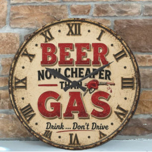 Funny Beer Garage Decor  Large Clock