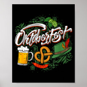 Funny beer hat pretzel and edelweiss poster