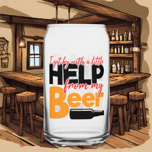 Funny beer help word art can glass