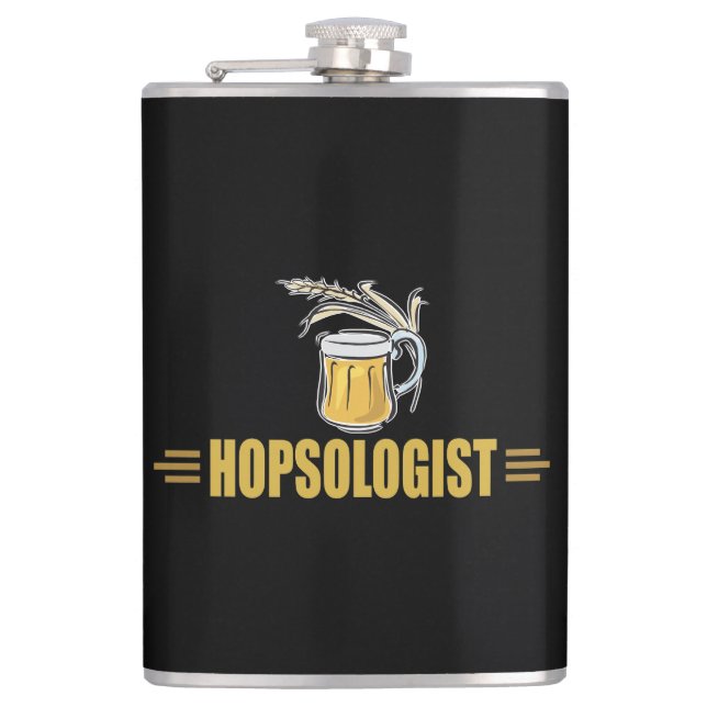 Funny Beer Hopsologist Hip Flask (Front)