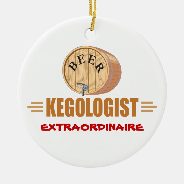 Funny Beer Keg Ceramic Ornament (Front)