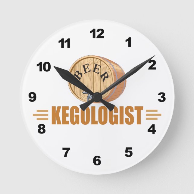 Funny Beer Keg Round Clock (Front)