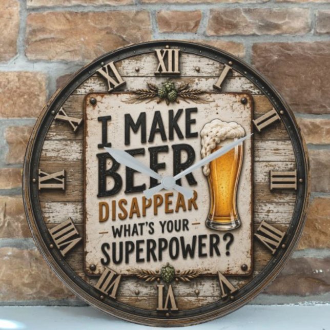 Funny Beer  Large Clock (Creator Uploaded)