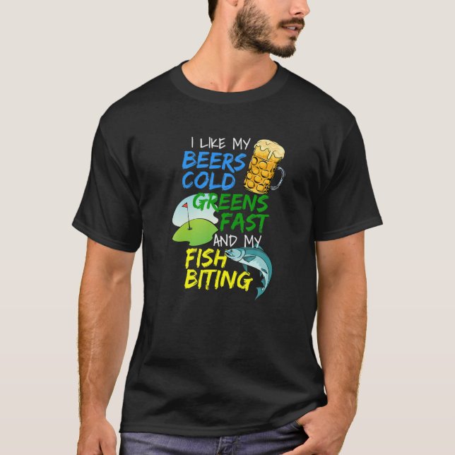 Funny Beer Lover Fisherman Fishing Golfing Golf Pl T-Shirt (Front)