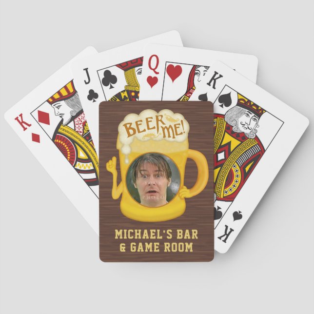 Funny Beer Me Drinking Humour | Custom Photo Bar Playing Cards (Back)
