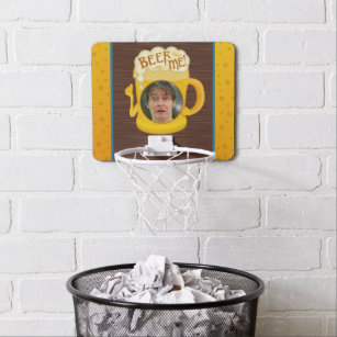 Funny Beer Me Drinking Humour   Personalized Photo Mini Basketball Hoop