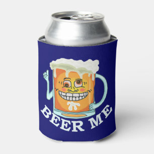 Funny Beer Me Grinning Cartoon Mug Can Cooler