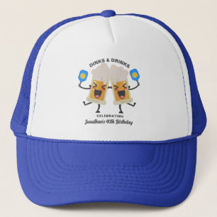 Funny Beer Mugs Playing Pickleball Custom Trucker Hat