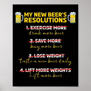 Funny Beer New Year New Beer Resolutions Funny Chr Poster