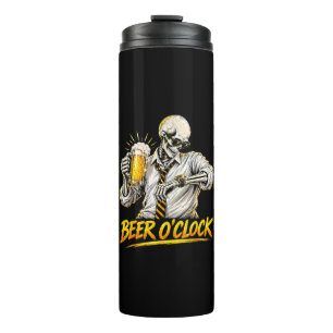 Funny Beer O Clock Skeleton Drinking Beer Lover Thermal Tumbler