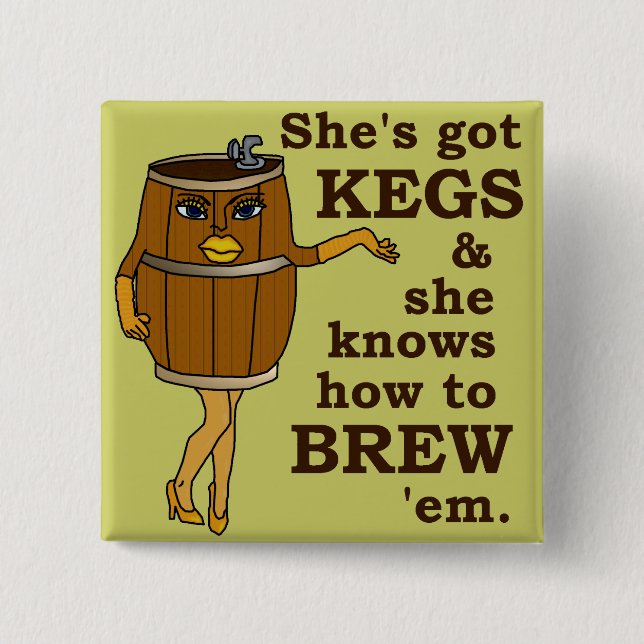 Funny Beer or Wine Brewer Brewery 2 Inch Square Button (Front)