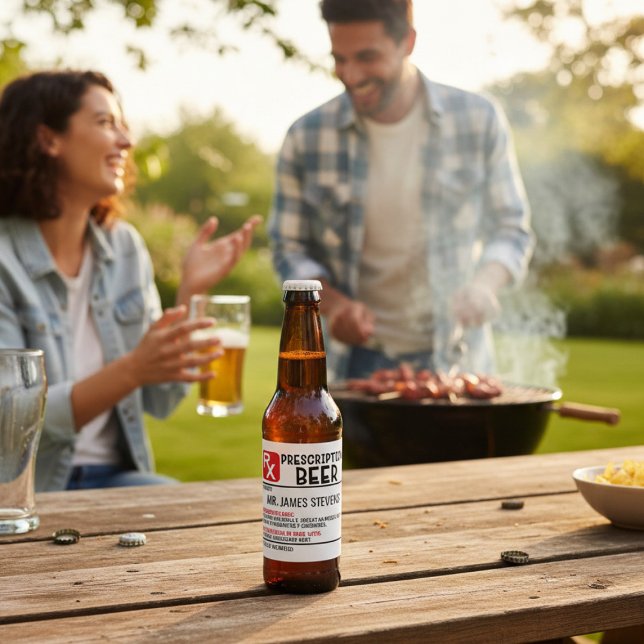 Funny Beer Prescription Personalized Name Beer Bottle Label (Creator Uploaded)