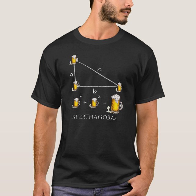 Funny Beer Pythagoras Theorem Mathematics T-Shirt (Front)