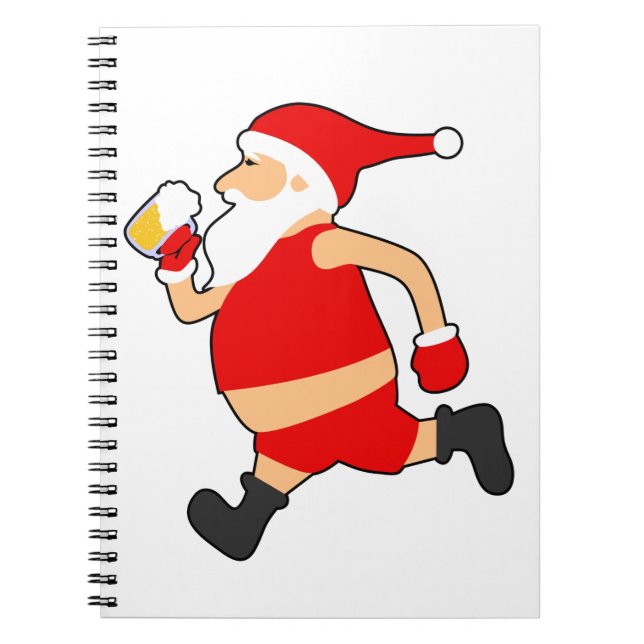 funny beer santa christmas notebook (Front)