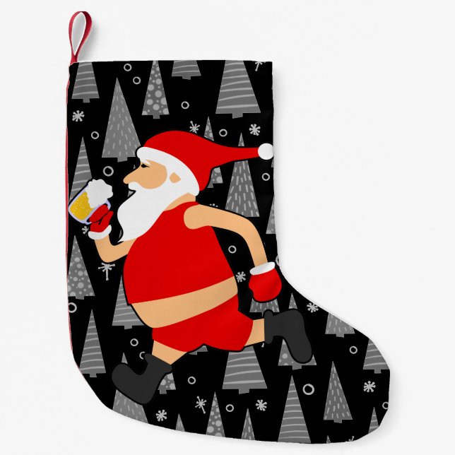funny beer santa claus small christmas stocking (Front)