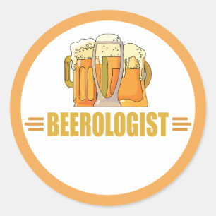 Funny Beer Server Beerologist Bar Pub Saloon Classic Round Sticker