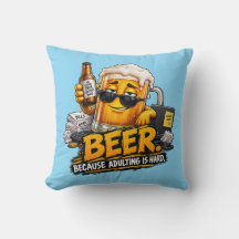 Funny Beer Throw Pillow