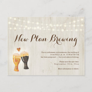 Funny Beer Wedding Postponed Announcement Postcard