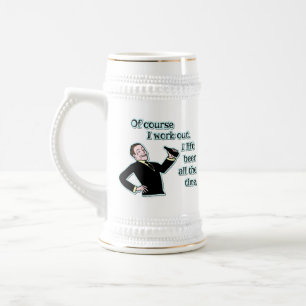 Funny Beer Work Out Humour Retro Stein