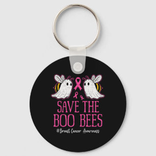Funny Bees Ghost Boo Breast Cancer Awareness Pink Keychain