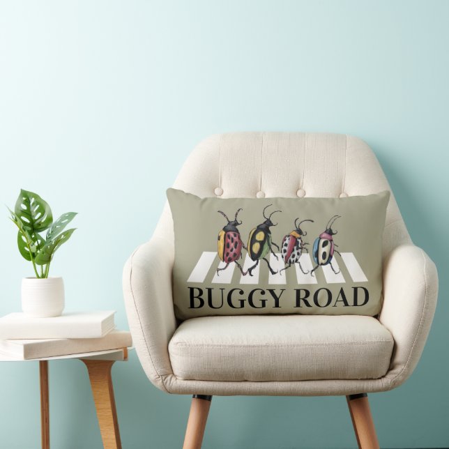 Funny Beetles Lumbar Throw Pillow (Chair)