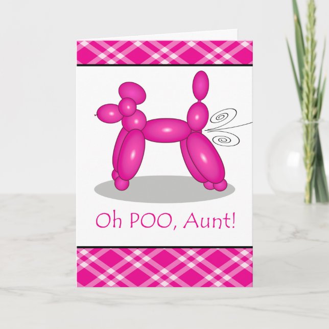 Funny Belated Birthday for Aunt, Poodle Fart Card (Front)