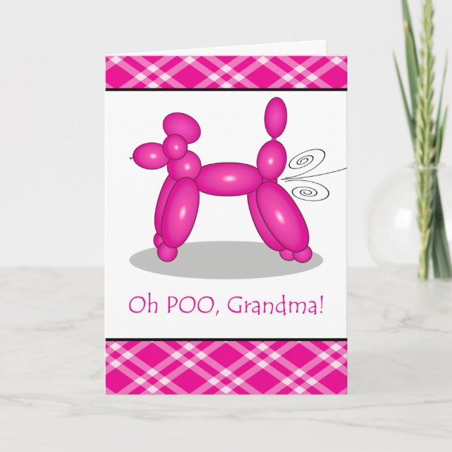 Funny Belated Birthday for Grandma, Poodle Fart Card (Front)