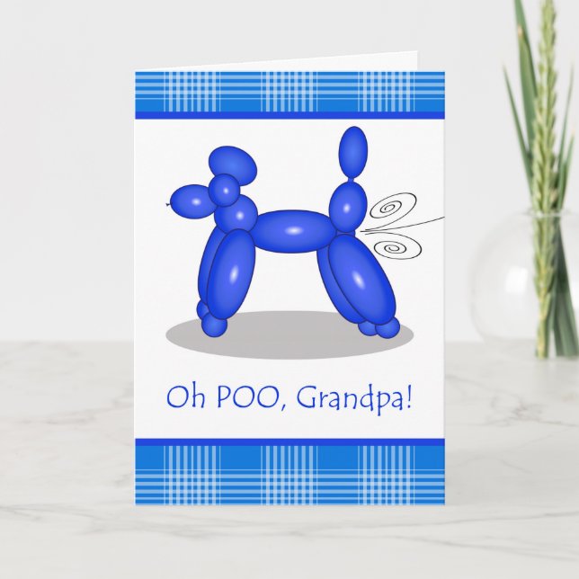 Funny Belated Birthday for Grandpa, Poodle Fart Card (Front)