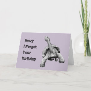 Funny Belated Birthday, Slow Turtle, Pencil Art Card