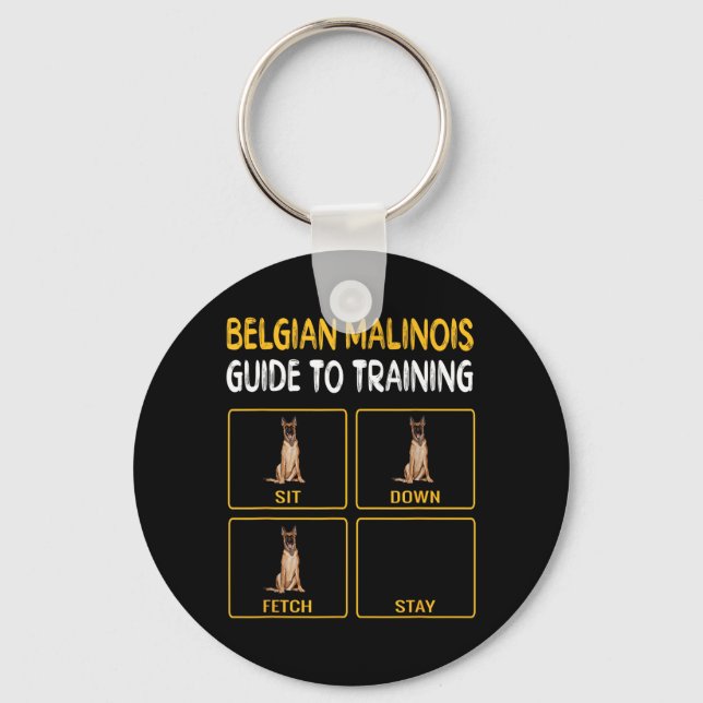 Funny Belgian Malinoi Guide To Training Dog Keychain (Front)