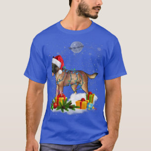 Funny Belgian Malinois Dog Christmas Lights Santa T-Shirt