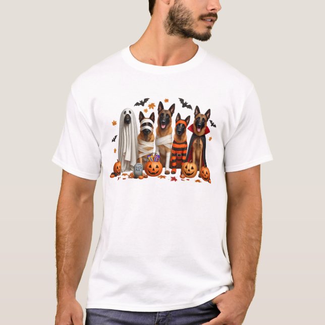 Funny Belgian Malinois Halloween Dog Lover T-Shirt (Front)