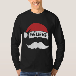 Funny Believe Santa Hat White Moustache Kids T-Shirt