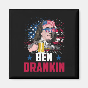 Funny Ben Drankin 4th Of July Usa Flag Men Drinkin Magnet