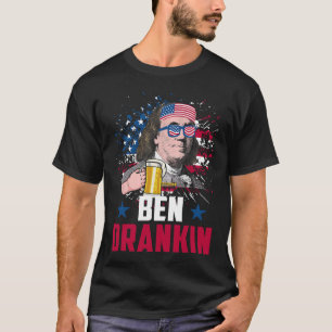 Funny Ben Drankin 4th Of July Usa Flag Men Drinkin T-Shirt